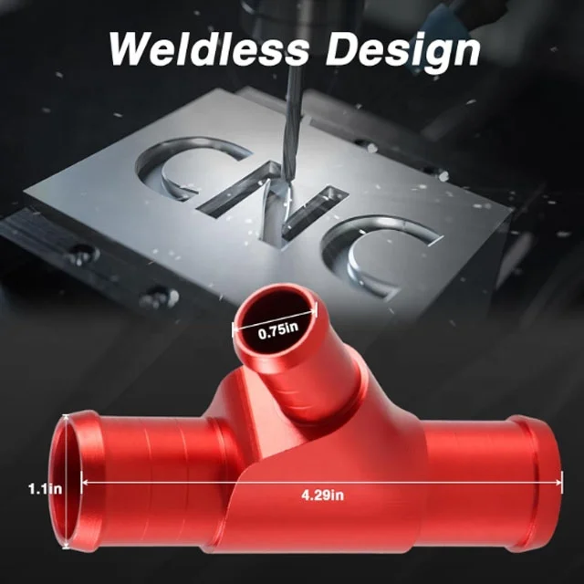 Weldless Aluminum Radiator Coolant Y-Pipe Coolant Hose Connector Fordd F-250 F-550 Super Duty 6.0L Powerstroke Diesel Engine