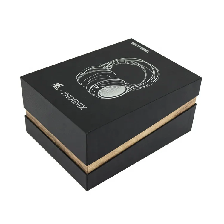 Design High Quality Black Carton Cardboard Earphone Packaging Luxury Rigid Headphone Packaging Box