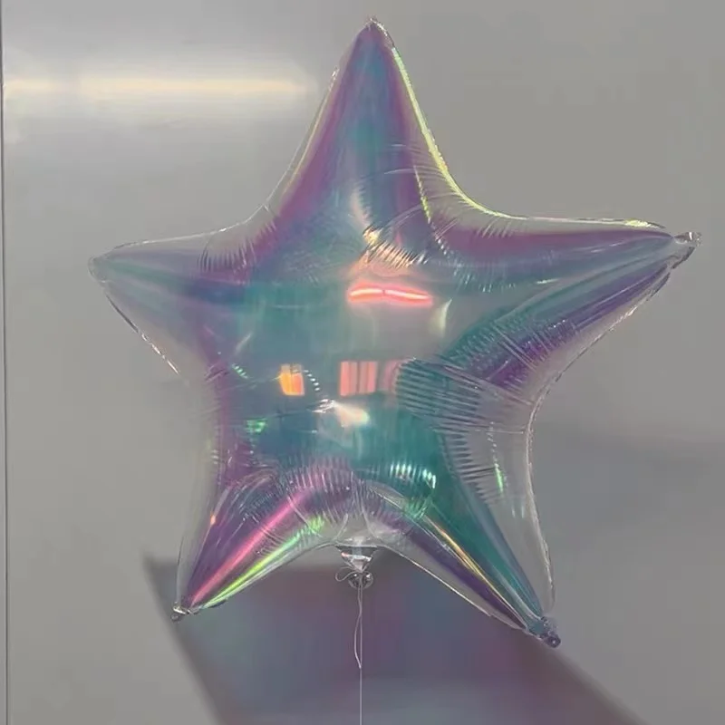 Foreign trade round heart-shaped five-pointed star transparent balloon party decoration 19 inch rainbow color love balloon