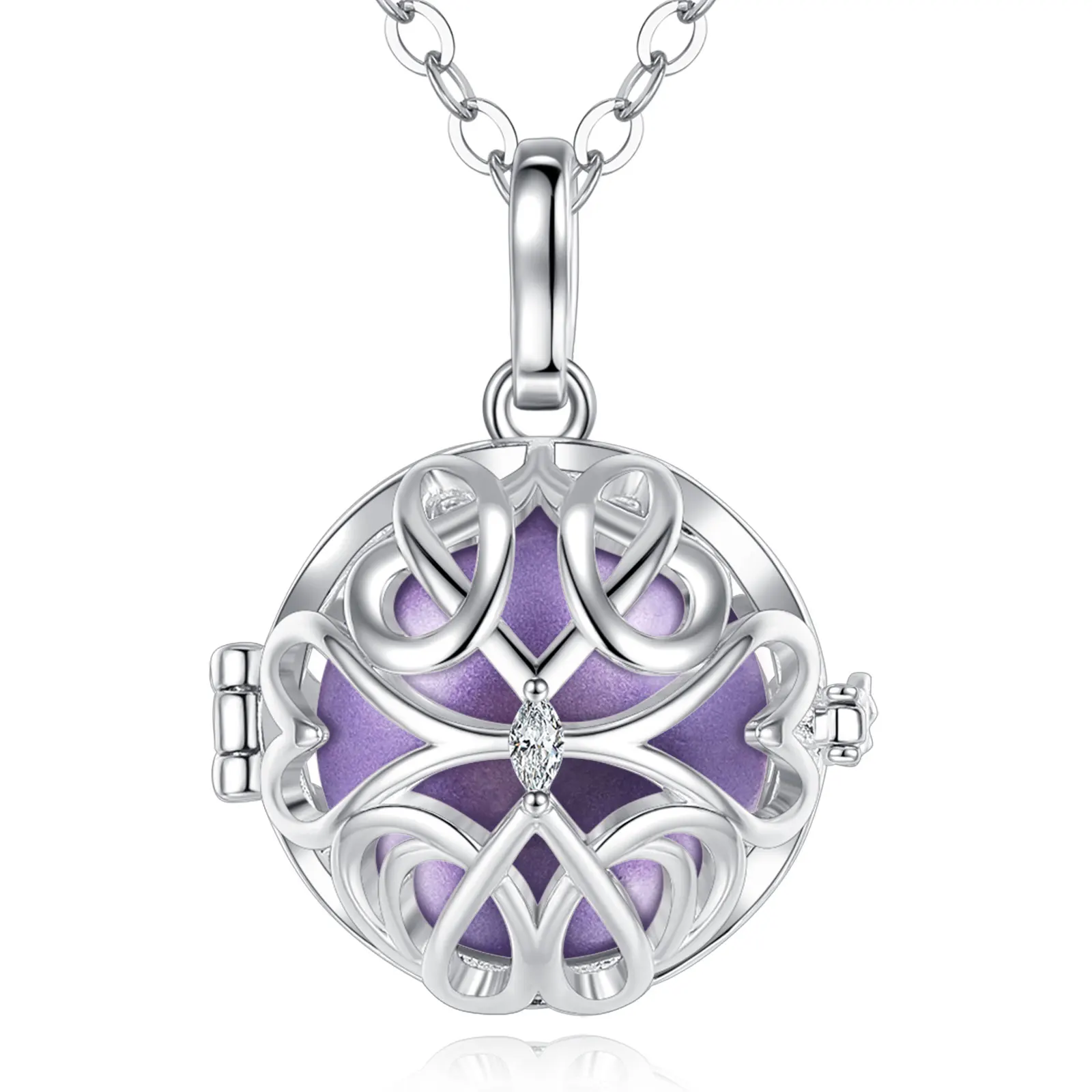 Changda Cubic Zirconia Pregnancy Llamador De Angeles Chime Ball Harmony Ball Angel Chime Caller Musical Necklace