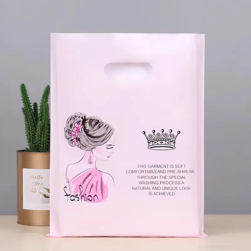 Изготовленный на заказ логотип дизайн Die Cut LDPE/HDPE ручка пластиковые сумки для покупок одежды/обуви и нижнего белья/носки упаковка