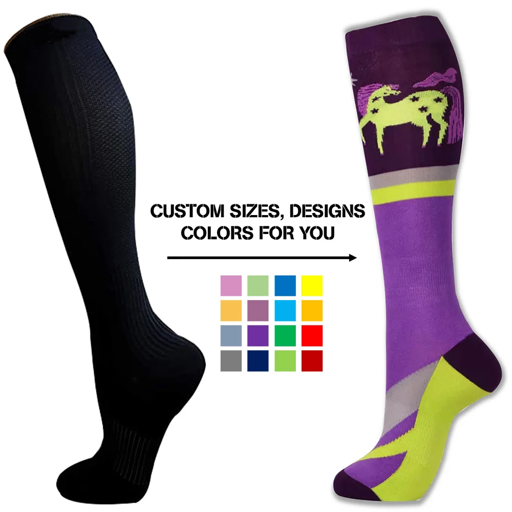 Custom compression knee high socks medical nurse sports compression equestrian socks