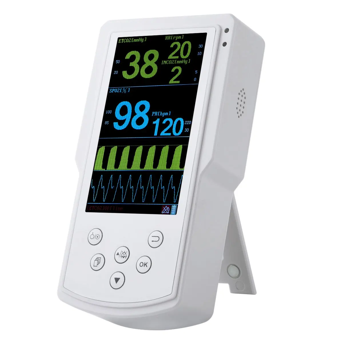 Handheld 5 inch ETCO2 &SPO2  Monitor end tidal co2 SPO2 veterinary capnography