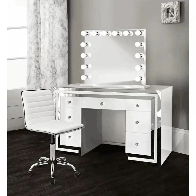 2022 new fashion  Mirrored Furniture Console Table with 3D Decorative Wall Mirror