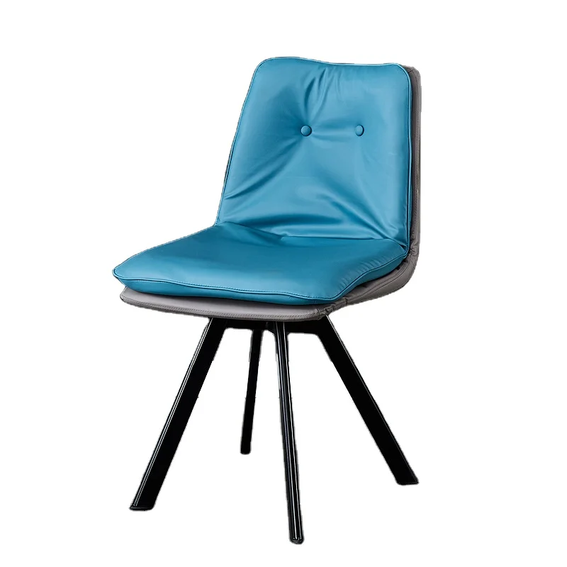 
Comfortable Elegant Modern Upholstery Grey Fabric Heat Transfer Printed Metal Legs Dinner Dining Chair 