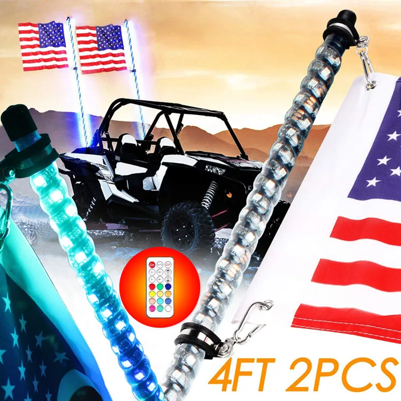 RGB спиральная светодиодная плетка для грузовика с дистанционным управлением антенны через приложение флагшток лампа аксессуары сигнальные огни ATV UTV RZR внедорожника