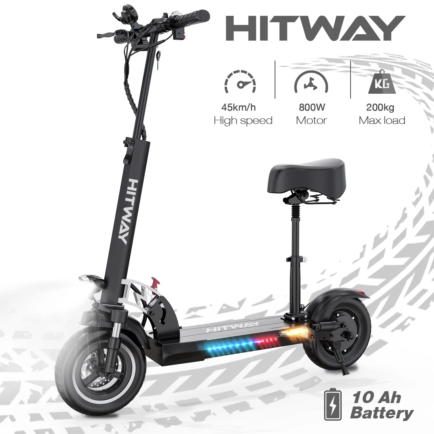 HITWAY EU Warehouse Stock Electric Scooter 800W 10Ah 45km/h Brushless Motor Foldable with Seat for Adult