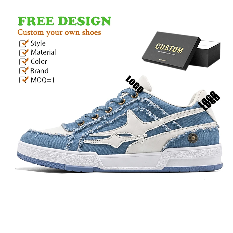 Designer Shoes Brand Stock Mixed Casual Jeans Skateboard Footwear Eco Friendly Men Wholesale Custom Shoes Sneaker
