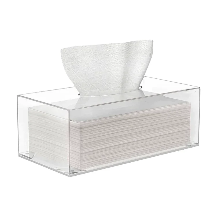 Rectangle Box Covers Napkin Organizer Clear Acrylic Tissue Box Holder Cover for Bathroom Kitchen Bedroom Office Cars
