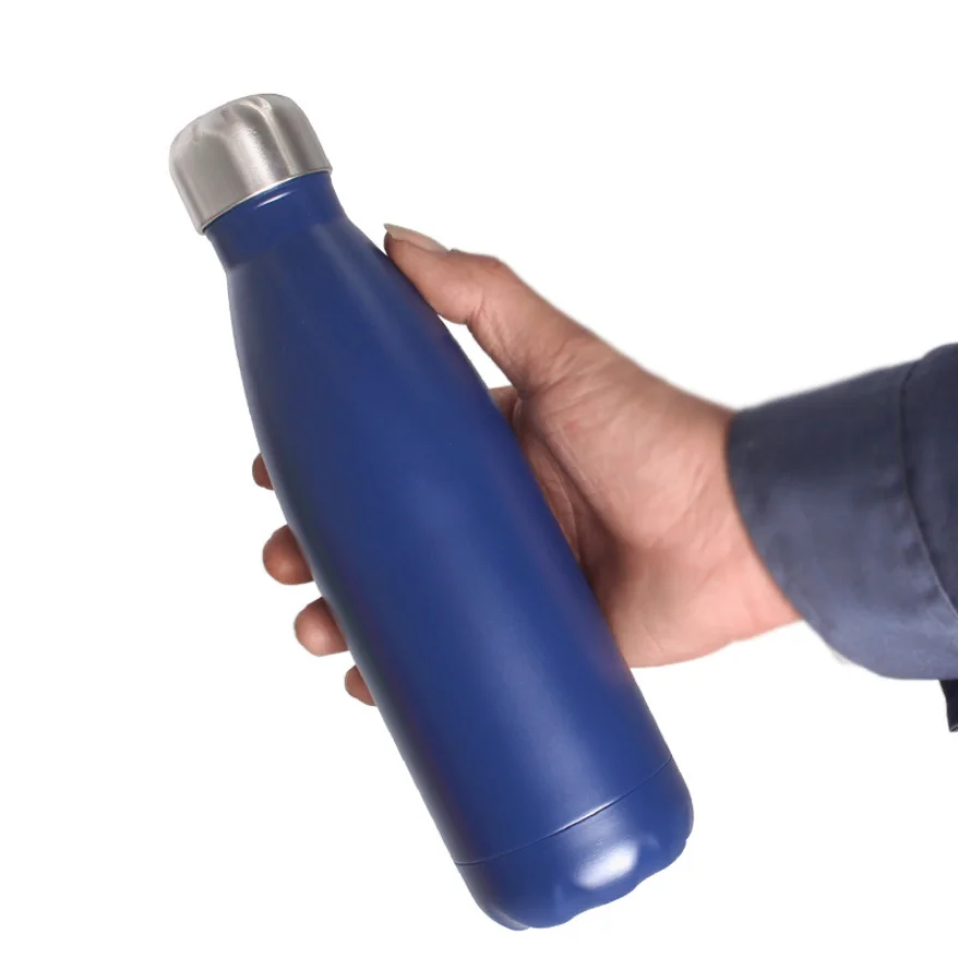 Hot Sale 750ml Cola Shaped Sports Water Bottle 304 Stainless Steel Single Wall Travel Cup with Lid