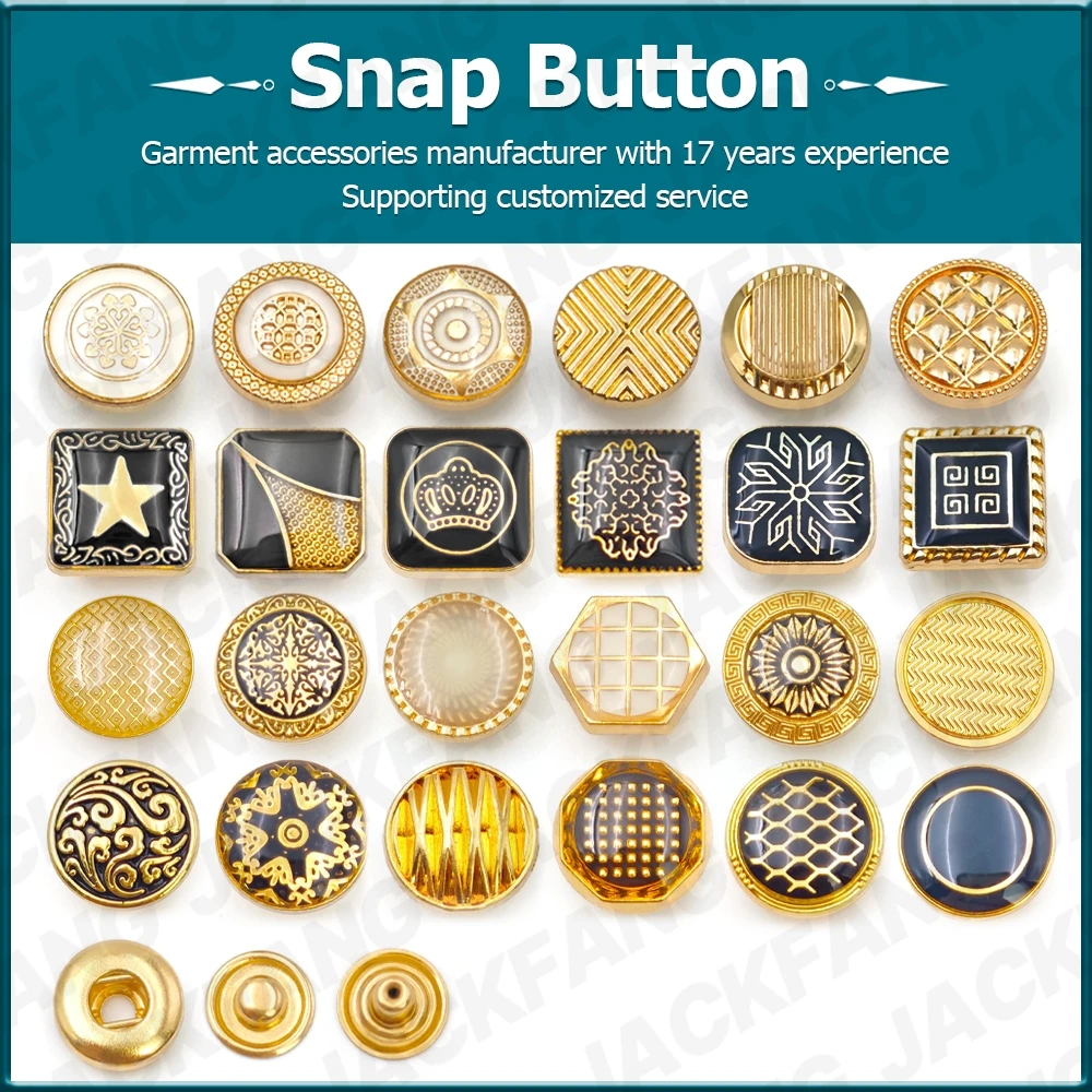 OEM kurta cloth Zinc alloy custom logo men shirt arabic press button metal thobe snap muslim abaya dress button for clothes