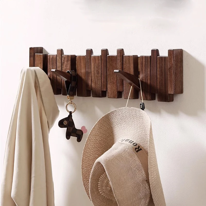 Creative wooden hangers with 4 hooks single wall hanging bedroom living room piano keys decorated clothes bag storage