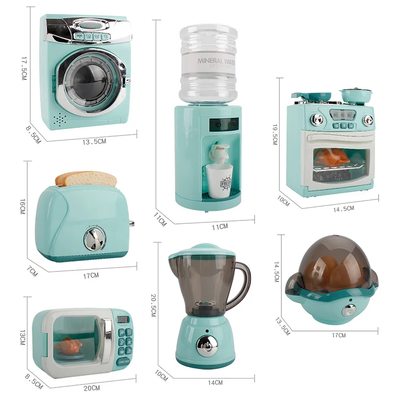 Battery Operated Kitchen Household Pretend Play Toys Emulational Mini Home Appliance Toy With Music And Light