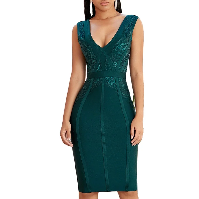 Женское кружевное платье с глубоким V-образным вырезом