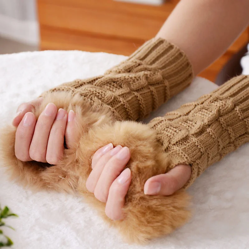 Fashion Women Hand Wrist Crochet Knitted Fingerless Winter Gloves Knitting Mittens Warmer