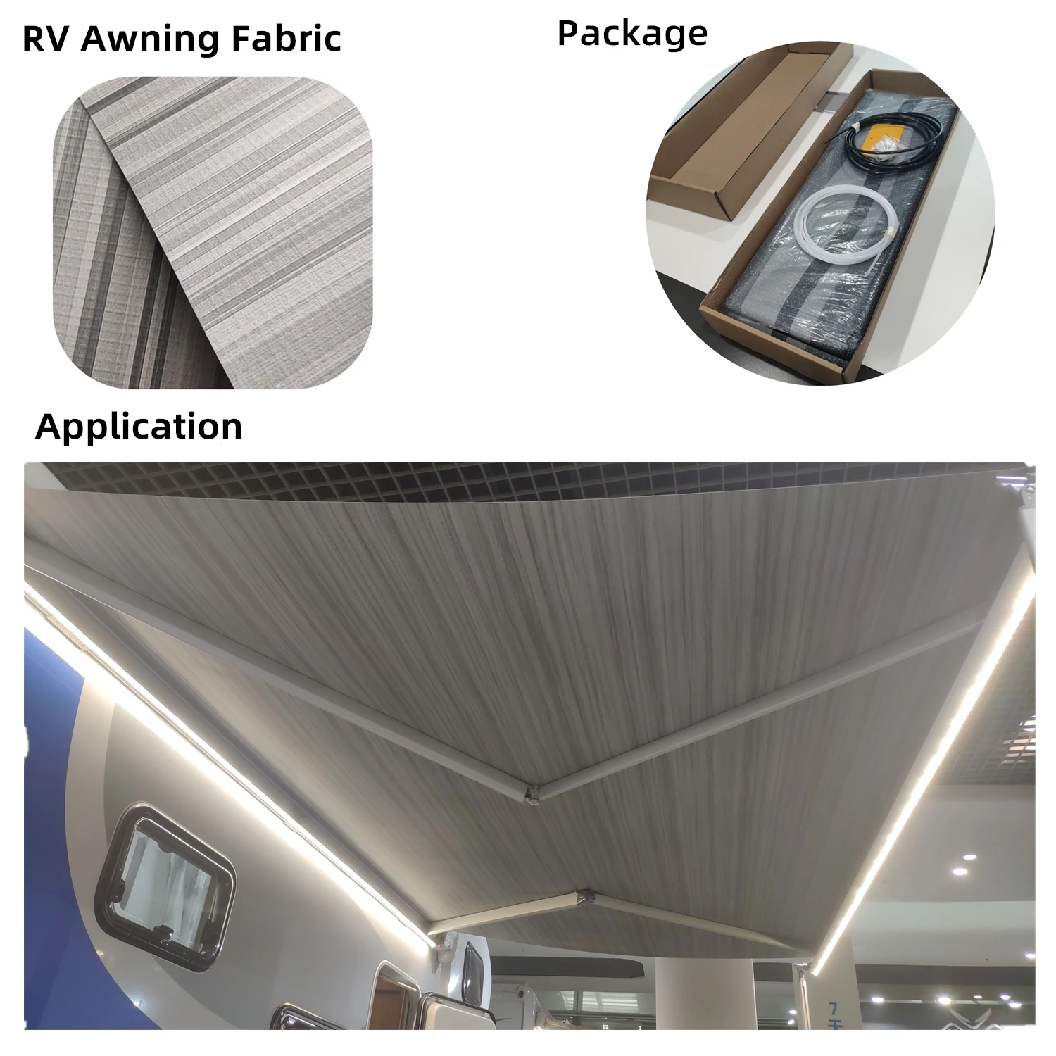 Waterproof and Antil-UV Waterproof PVC Vinyl Fabric Outdoor Sunshade Caravan Camper Trailer RV Camping Awning