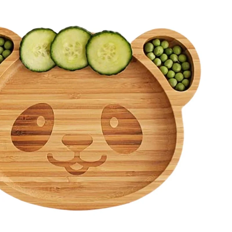  Panda Design Baby Suction Bamboo Plate Custom disposable Spoon