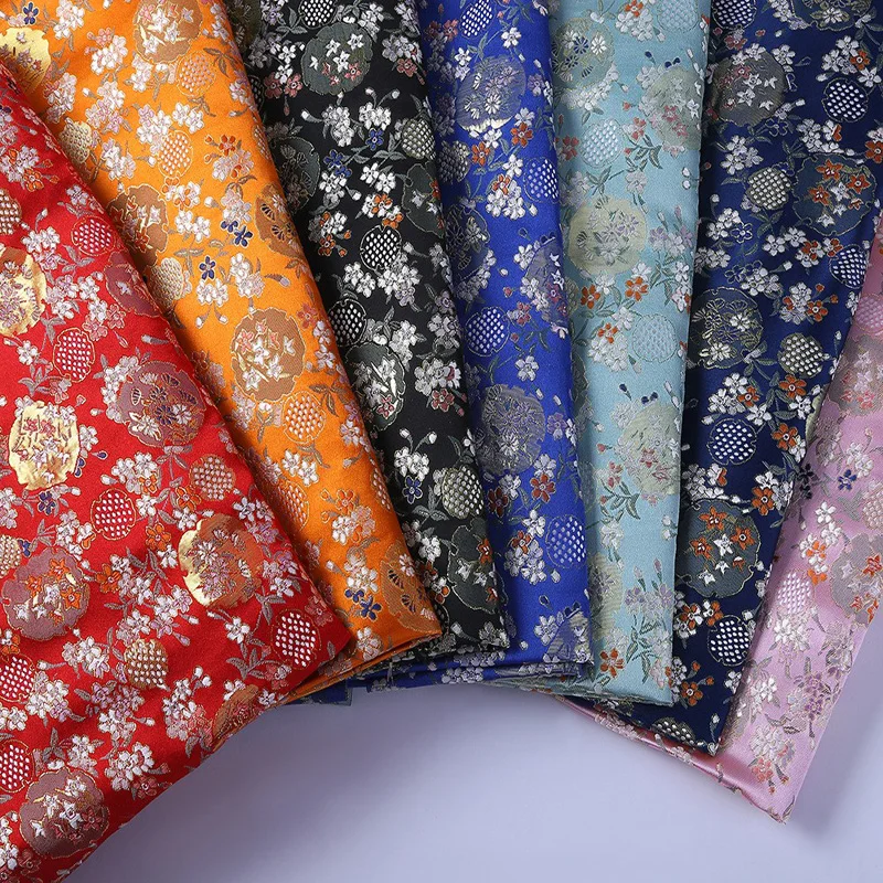 2024 traditional style polyester satin jacquard brocade flower fabric for dress