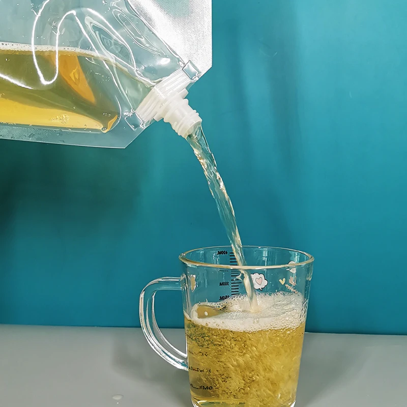 Transparent reusable spout pouch 5 litre food grade drink beer liquid packaging pouches