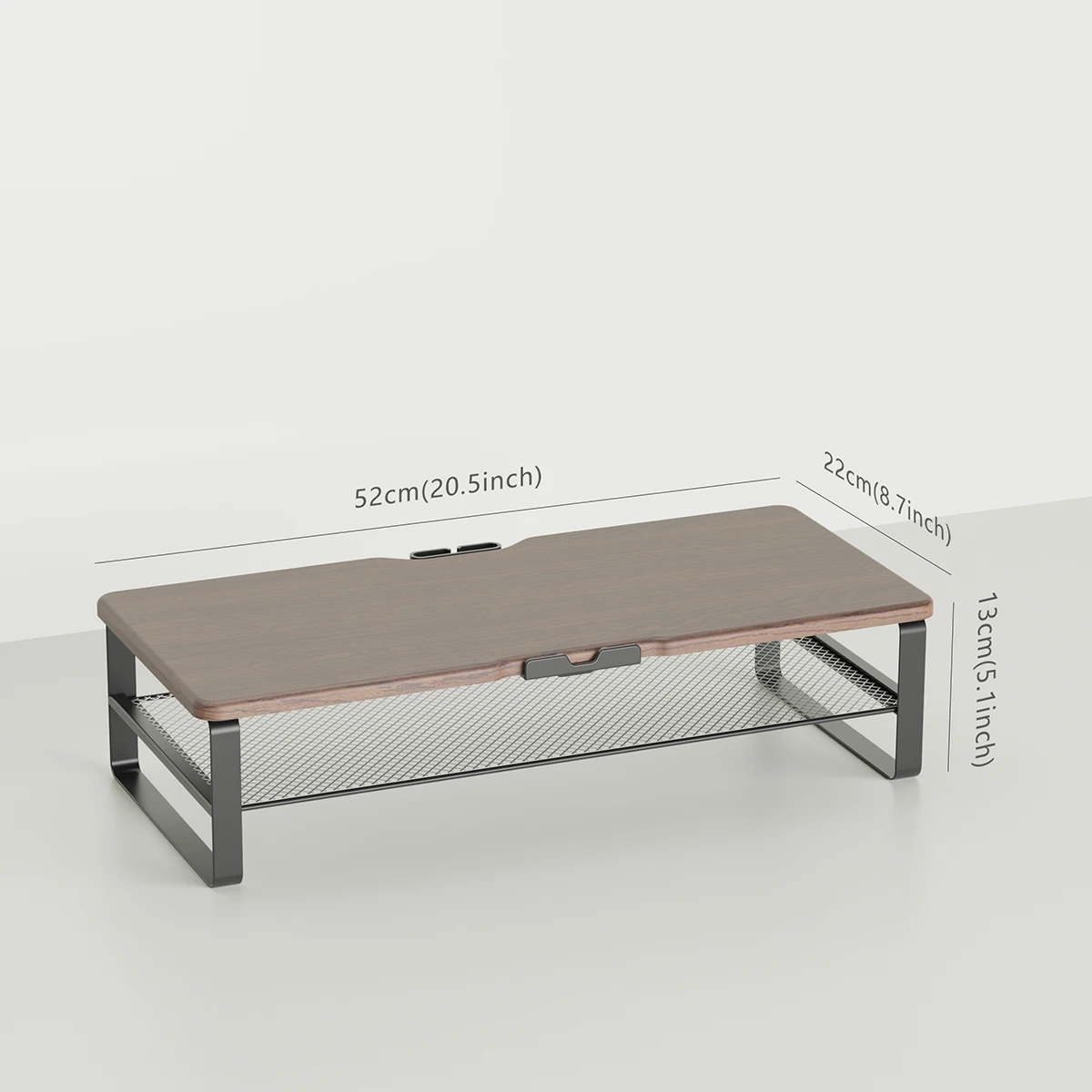 Wooden Industrial Style Sturdy Desktop Monitor Stand Double Iron Mesh Studio Monitor Stand Riser