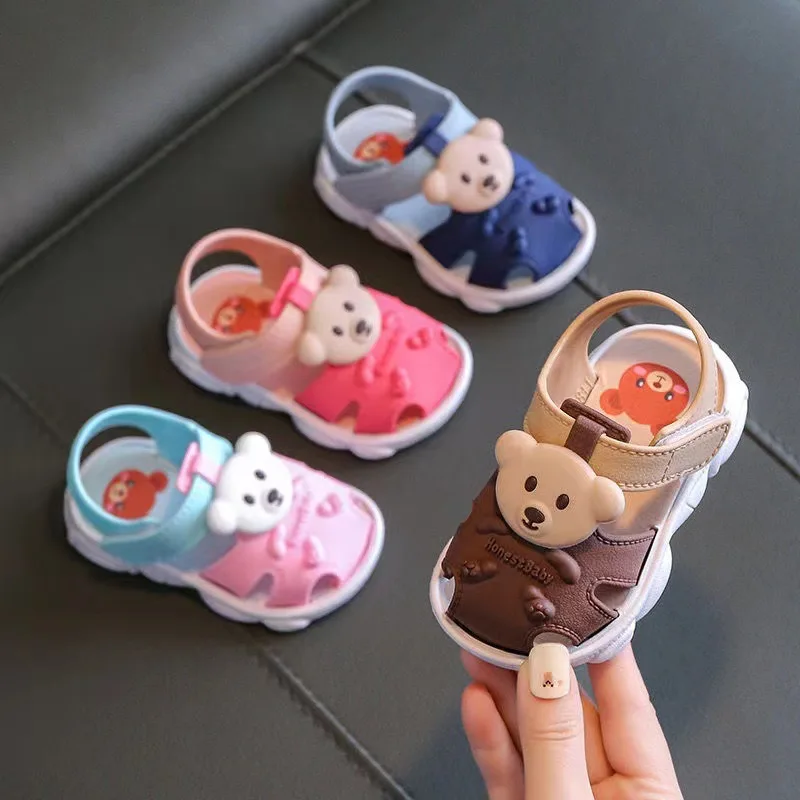 little boys girls Sandals Summer Baby Slippers Cute cartoon bear Shoes Toddler Kid Sandals