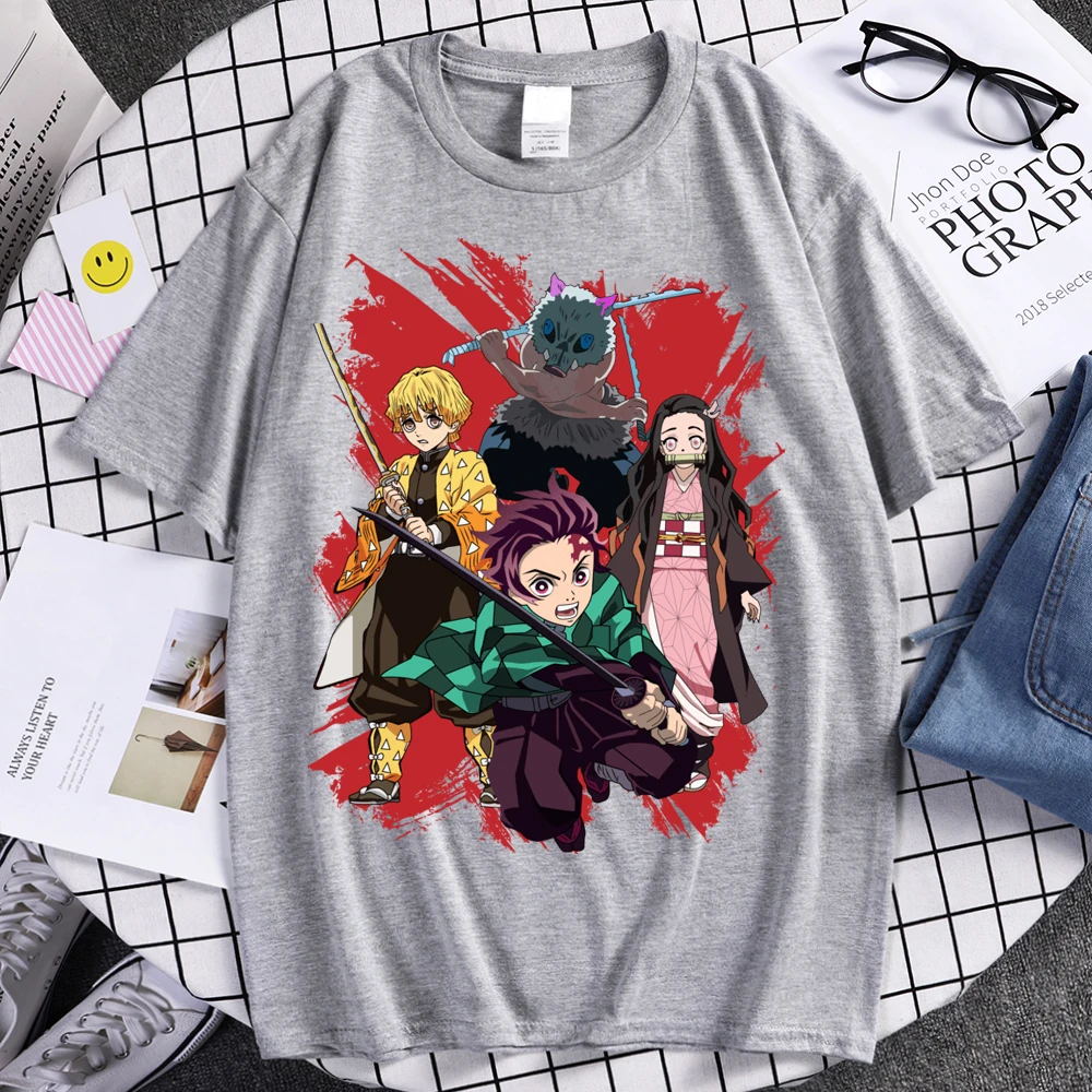 Classic Nezuko Kamado Demon Slayer T-Shirt Men O-neck Short Sleeved Kimetsu No Yaiba Graphic Tshirt Cotton Tee Harajuku