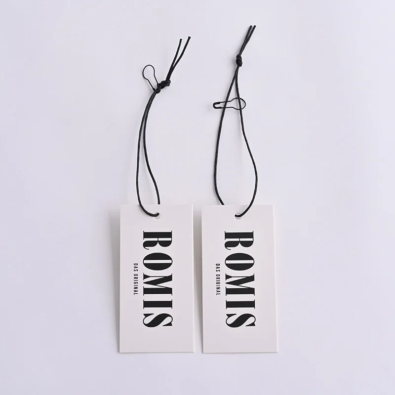 custom Gold foil logo white eco friendly mini swing ticket recyclable texture natural cotton paper letterpress hang tag