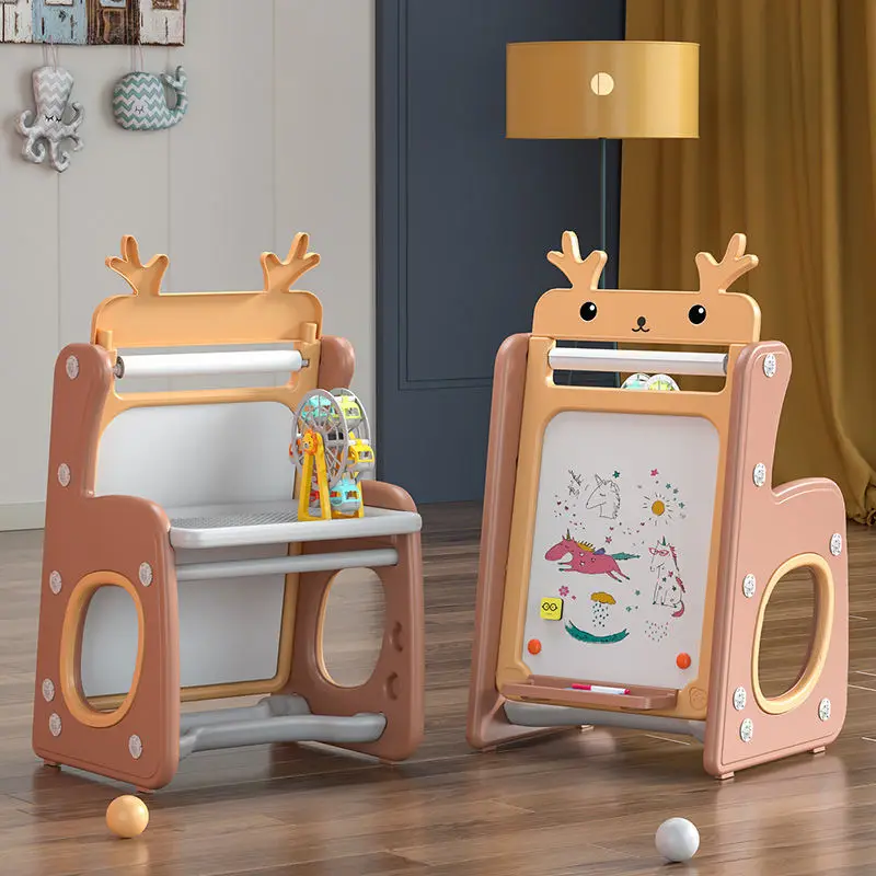 Kindergarten Deer Small Magnetic Blackboard Board Kids Toys To Draw Artist Drawing Board With Chair Shelf Brinquedo Infantil