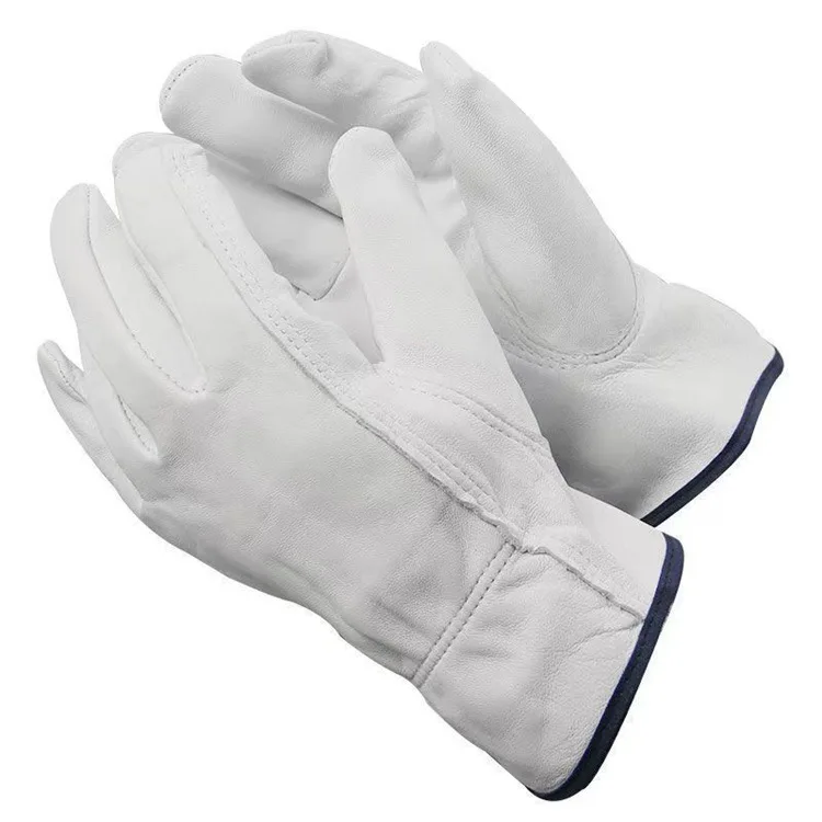 Grain Goat Leather Wing Thumb Gardening  White Yellow Driving Truck Worker 10 Inch Cowhide Leather Driver Gloves