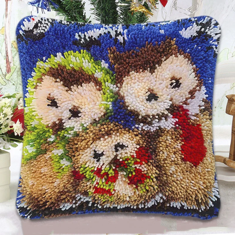 Custom DIY Yarn Art and Craft Pre Printed Canvas Throw Pillow Cover Sunflower Latch Hook Kits for Adults Pillow