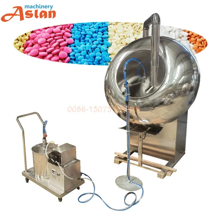 Automatic Tablet Film Coating Machine Snacks Chocolate Spraying Coating Machine