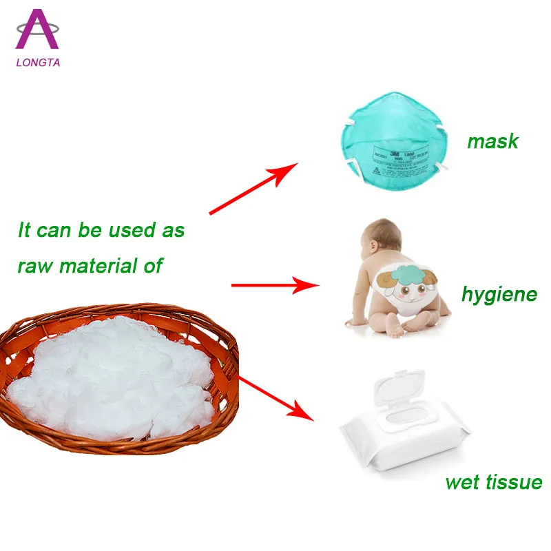 Factory 100% PE/PP/PET/ES fiber low melt polyester staple fiber for  kn95 ffp2/sanitary products