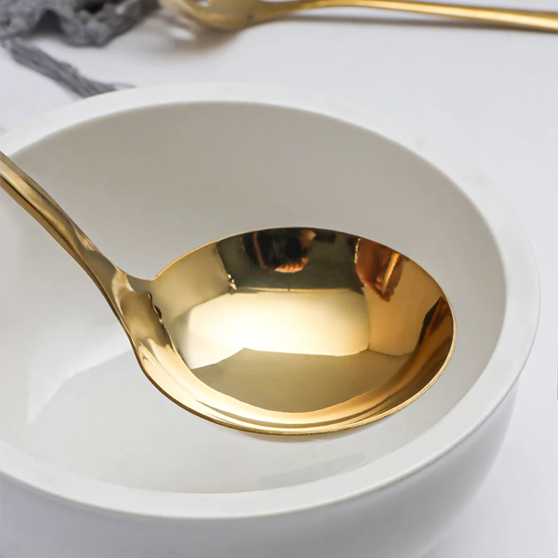 Traditional stainless steel soup ladle serving spoon salad spoon fork set gold Cooking Tools stainless steel soup ladle
