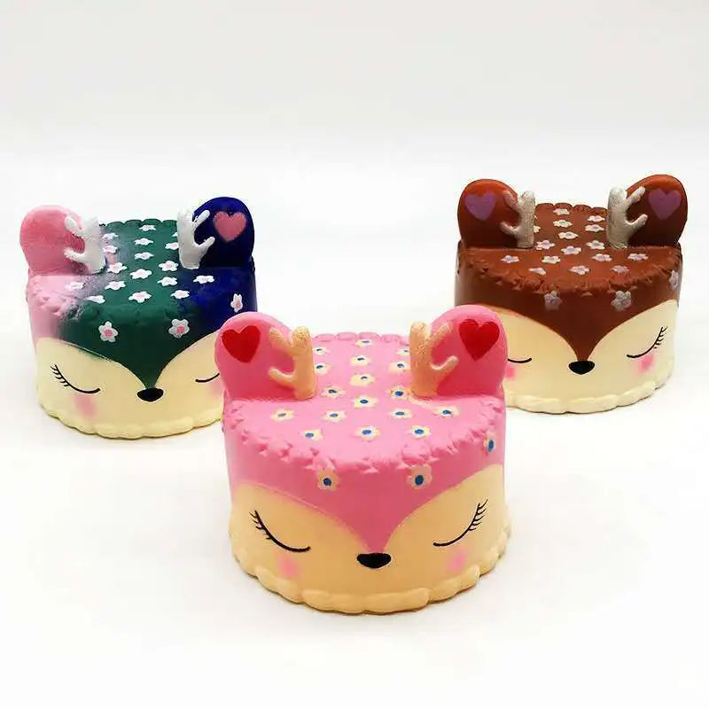 Pu Foam Anti-stress Antler Cake Custom Cake Stress Ball Pu Food Promotional Cute Animal Cakes Squishy Toys Gift