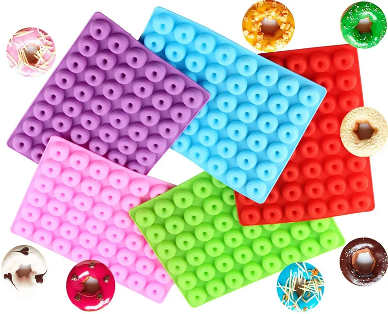 48-Cavity Mini-Doughnut Silicone Candy  Mold Donut Baking Tray
