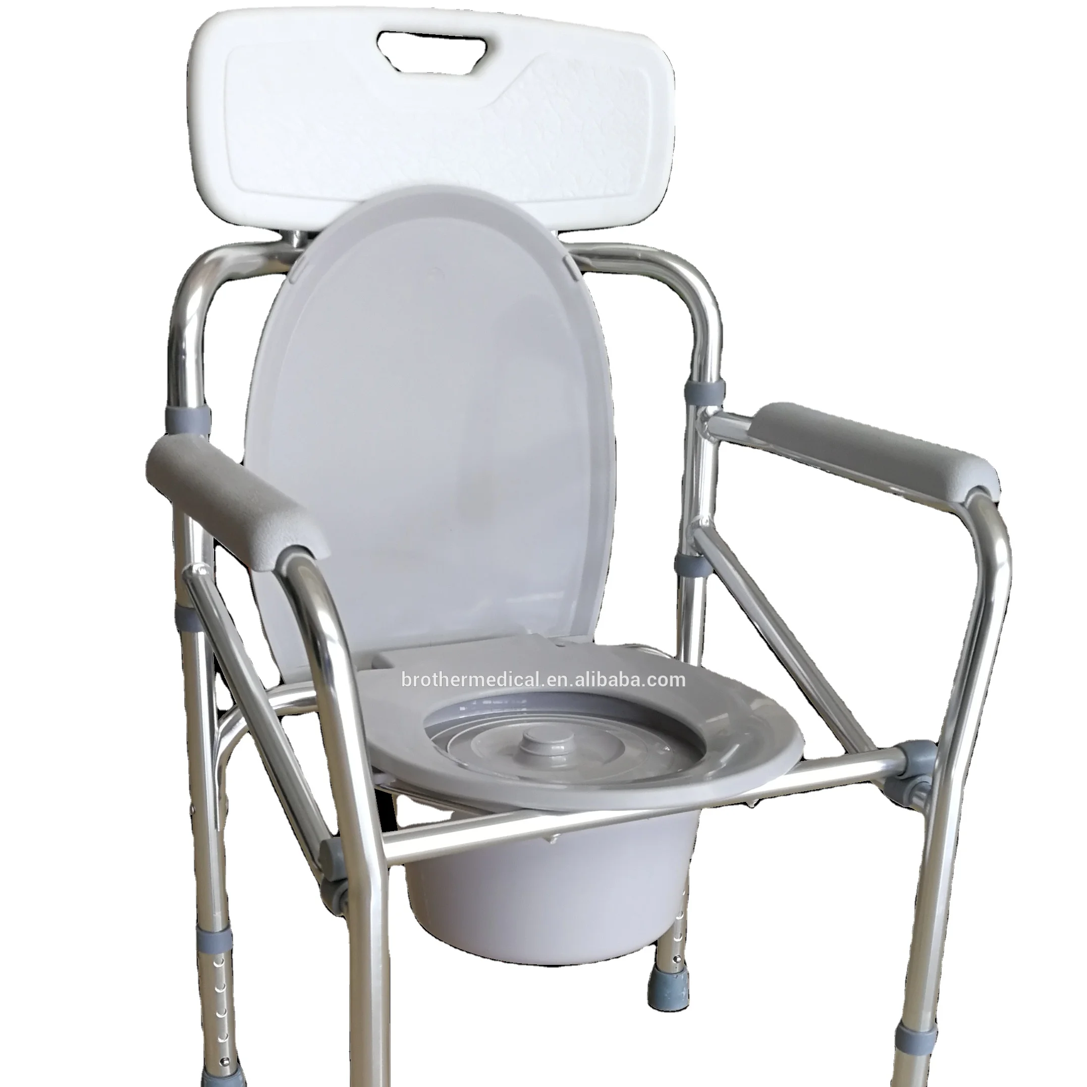 Attendant bathroom toilet chair  Propelled Steel Commode Chair for handicapped