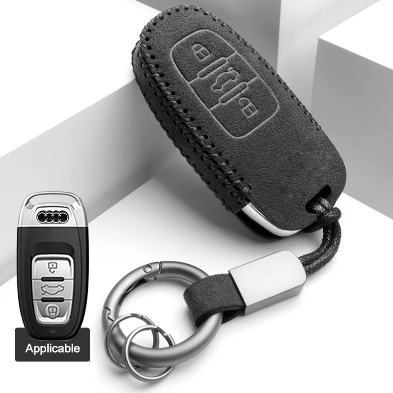 Ushilife Luxury Key Cover Accessories CarKey Case Alcantare Material Protective Cover to Audi A6 A4 A3 Q3 Q2 Q5 Q7 A7 A8 Q8 Keys