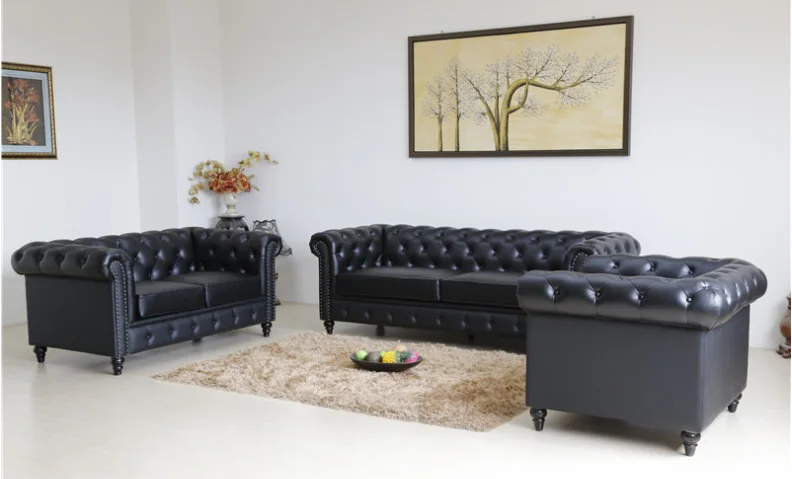 
chesterfield living room large luxury leather modern sectional sofa set 