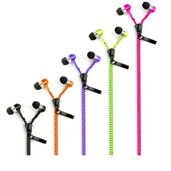 metal zipper earphone with Mic earbuds Handsfree For iPhone / Huawei /Oneplus/ Xiaomi