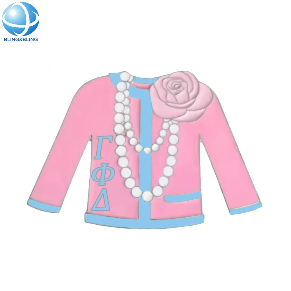 Baby Pink And Baby Blue Crystal Metal Jewelry Pins 1943 Sisterhood Women High Heel Shape Greek Sorority Gamma Phi Delta Brooches