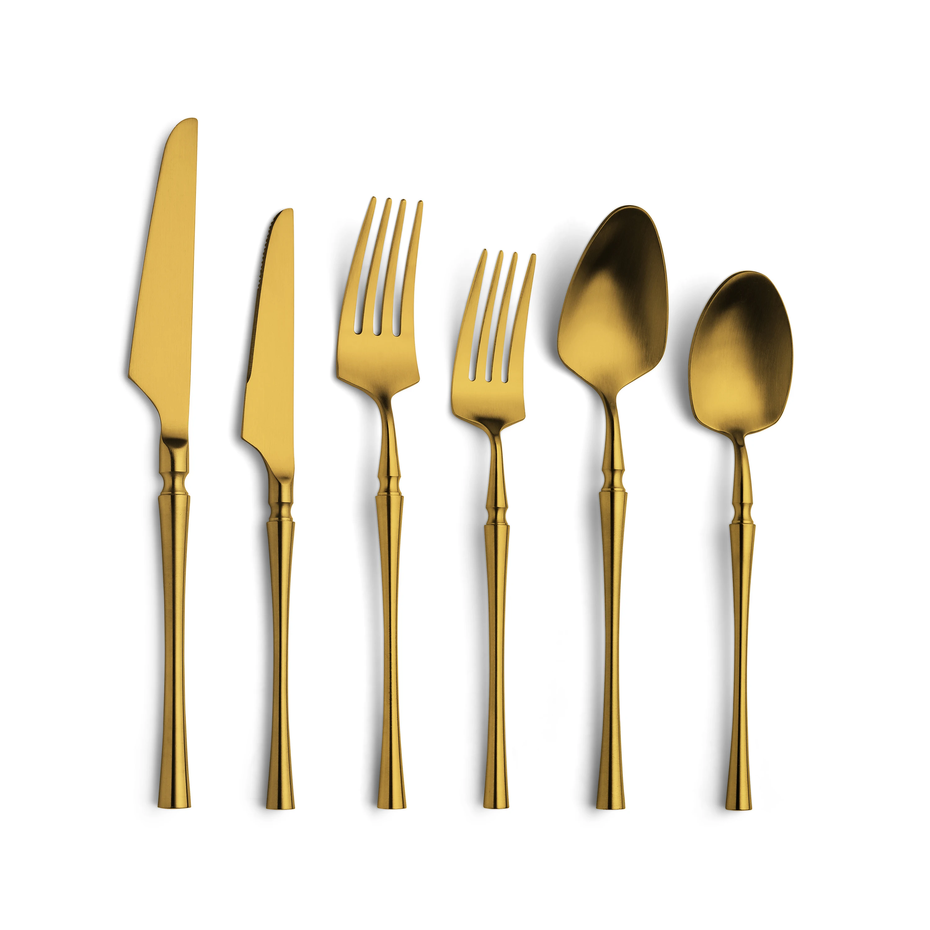 Luxury matte gold flatware set stainless steel flatware bulk sale spoon and fork with packaging