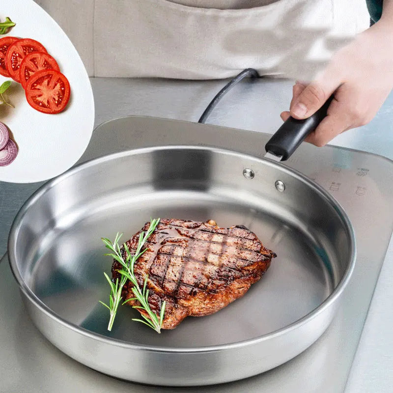 Best-Selling High Quality Cooking Omelette Steak Protein Induction pots and pans Stainless Steel Frying Pan