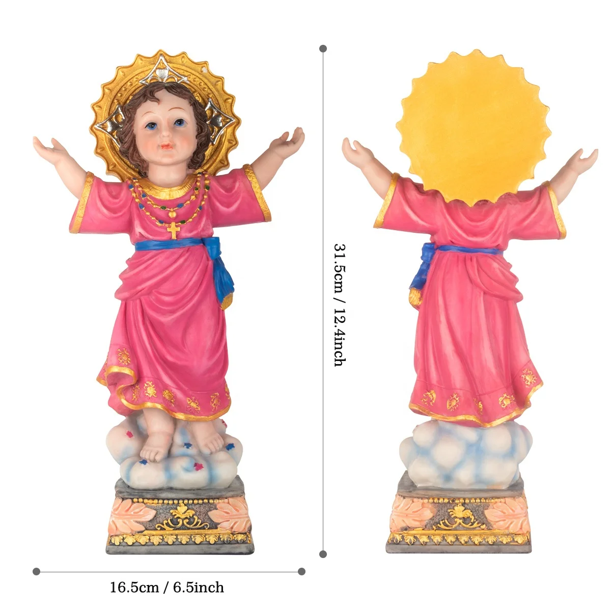 Christmas Stocking Altar decor Resin craft sculpture Statue nativity scene saint figurine  Divino nino Jesus cross  crucifix