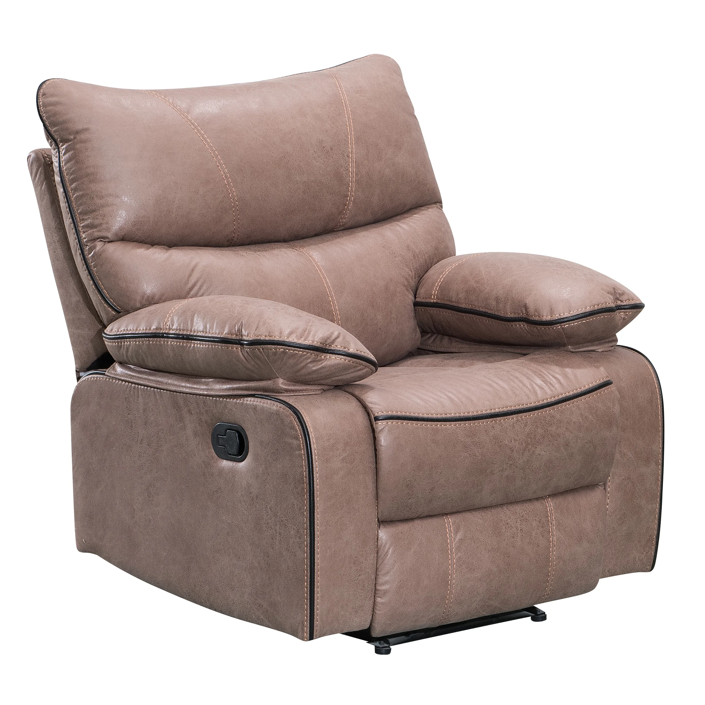 CY Palomino Fabric Recliner Chair Loveseat with Cup Holder 3 Seater Recliner Sofa with Drop Down Table