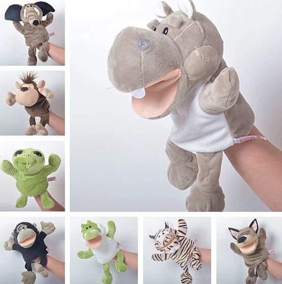 Funny animal shaped hand puppet kids toys plush elephant frog monkey hand puppet custom animal baby plush toy