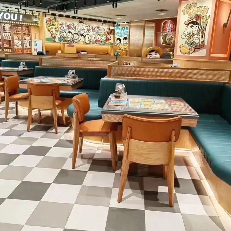Simple leisure lounge cafe to discuss the reception of solid wood sofa dessert shop table and chair combination