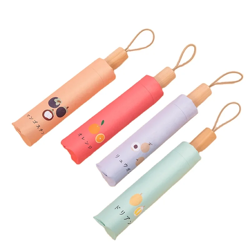 Dilee Japanese Design aluminum fiberglass frame Wood Handle Titanium Silver Coating uv cut Sunscreen Customized fold Umbrella