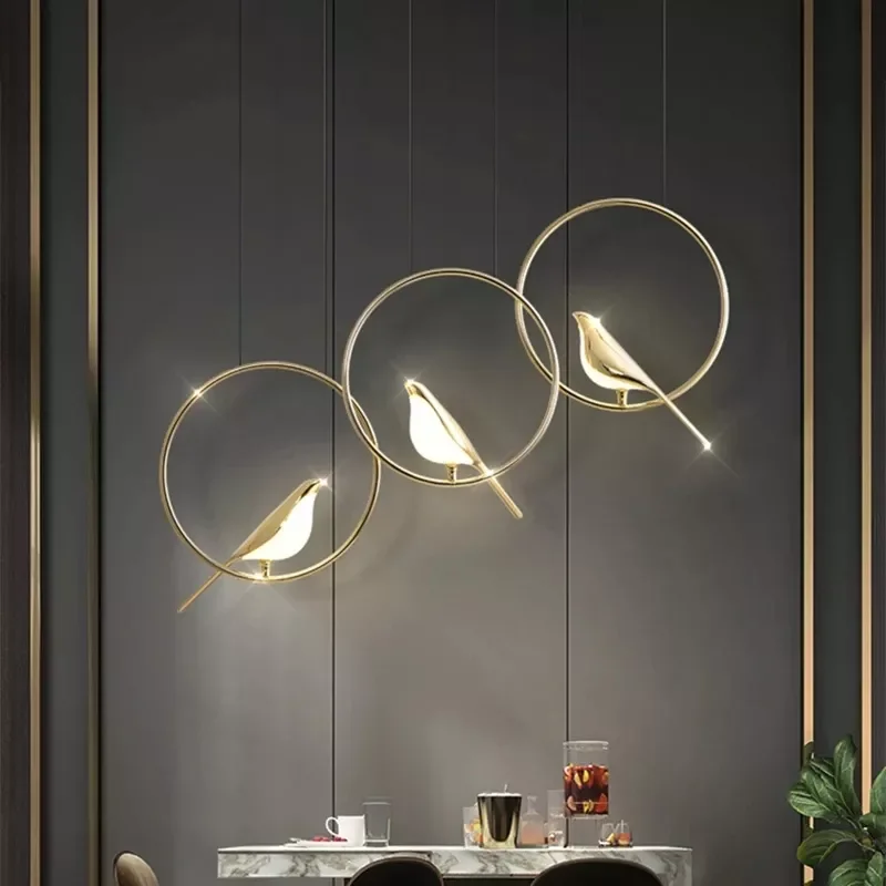 Kasanto Nordic Modern Gold LED kitchen Chandelier Lamp Bird Hanging Light Pendant Lighting For Living Room