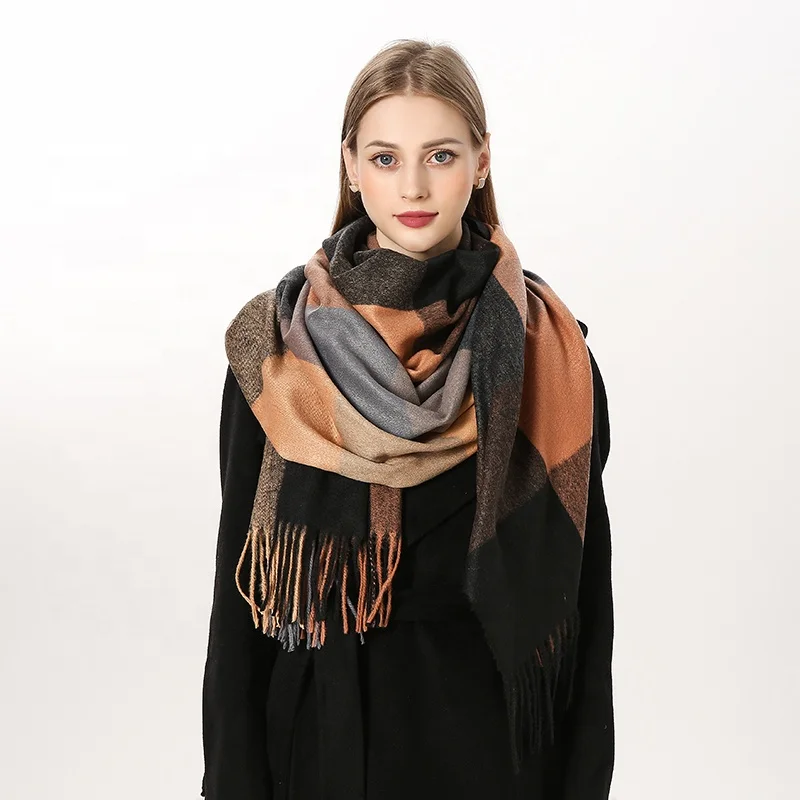 Wholesale Professional Manufacturer Long Thick Scarf Best Skin Friendly 100 Polyester Brown Scarfs For Women Stylish