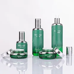 Luxury BaoMo China Glass Factory skin care packaging gold cosmetic glass cream jars and pump bottles